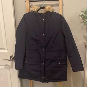 Navy blue J. Crew winter parka, never worn